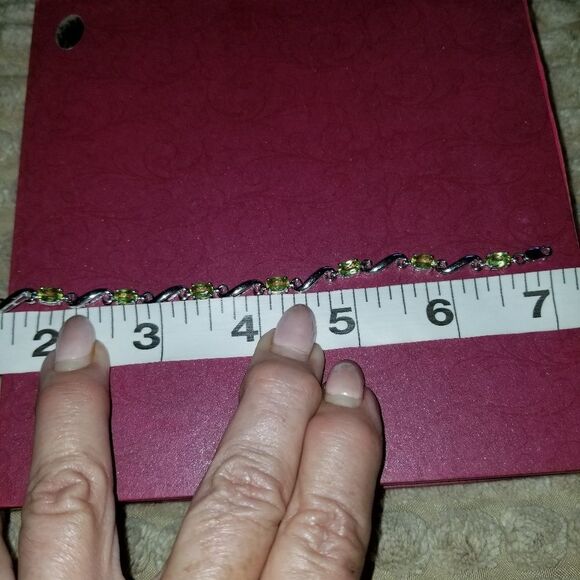 STERLING SILVER BRACELET WITH PERIDOTS - Picture 2 of 5